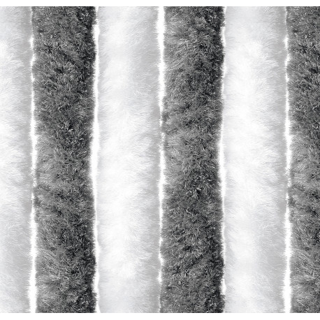 CHENILLE 60 X 185 GRIS ARGENT/BLANC