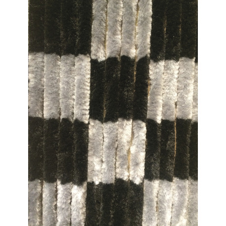 CHENILLE DAMIER 60 X 185 NOIR ET GRIS
