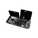 PLAQUE DE CUISSON 2 FEUX + LAVABO + 2 COUVERCLE Larg : 716 MM - Haut : 50+120 MM