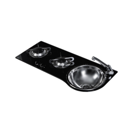 PLAQUE DE CUISSON 2 FEUX + LAVABO Largeur : 788 MM + Hauteur : 47+120 MM