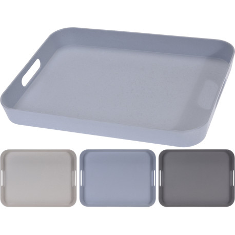 PLATEAU FIBRES DE BAMBOU RECTANGULAIRE 3 ASS CLRS PASTEL