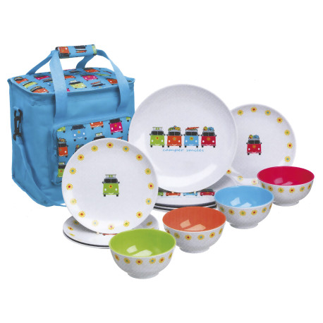 SET DE 12 PCS CAMPER SMILES + SAC ISOTHERME