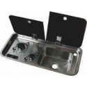 PLAQUE DE CUISSON 2 FEUX + LAVABO + 2 COUVERCLE Larg : 716 mm - Haut : 50+120 mm