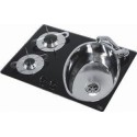 PLAQUE DE CUISSON 2 FEUX + LAVABO Largeur : 540 mm + Hauteur : 47+140 mm