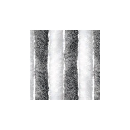 Rideau Chenille Pour Porte De Camping-car - Blanc/Gris 185x56 Cm - Polypropylène Résistant, Facile à Installer - 4