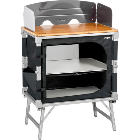 MEUBLE DE CUISINE CUBE AZABACHE 2 ETAGERES PARE-FEU AVEC PIEDS NOIR BRUNNER