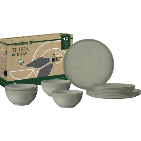 PACK VAISSELLE ECOLOGIQUE MIDDAY TIERRA FOREST 12 PIECES BRUNNER