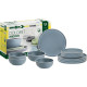 PACK VAISSELLE MIDDAY DOLOMIT BLEU 12 PIECES STONE TOUCH ANTIGLISSE BRUNNER