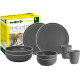 PACK VAISSELLE TETE A TETE DOLOMIT GRIS 8 PIECES STONE TOUCH ANTIGLISSE BRUNNER