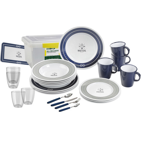 PACK VAISSELLE NAUTICAL 36 PIECES + 1 BOITE BRUNNER