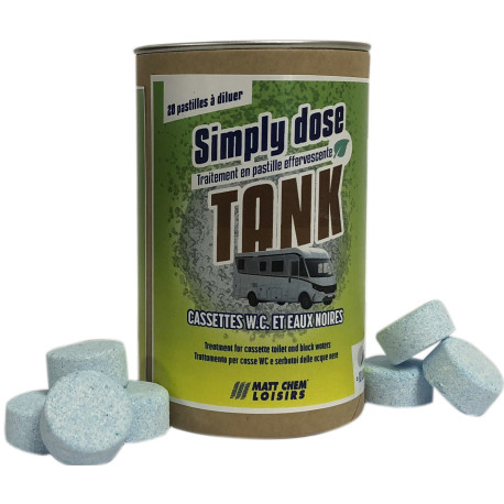 TRAITEMENT EFFERVESCENT POUR CASSETTES WC SIMPLY TANK (20 PASTILLES)