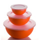 SET DE 3 SALADIERS AVEC COUVERCLE ORANGE