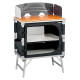 MEUBLE DE CUISINE CUBE AZABACHE 2 ETAGERES PARE-FEU AVEC PIEDS NOIR BRUNNER