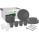 PACK VAISSELLE ALL INCLUSIVE DANS BOX DOLOMIT GRIS 36 PIECES STONE TOUCH ANTIGLISSE BRUNNER