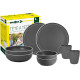 PACK VAISSELLE TETE A TETE DOLOMIT GRIS 8 PIECES STONE TOUCH ANTIGLISSE BRUNNER