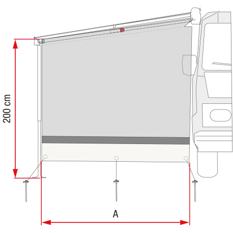 PAROI LATÉRALE SUN VIEW SIDE VAN F43VAN EXTÉRIEUR 250 - FIAMMA