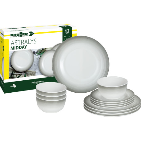 PACK VAISSELLE MIDDAY ASTRALYS 12 PIECES MELAMINE ANTIGLISSE BRUNNER
