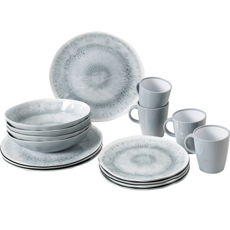 PACK VAISSELLE LUNCH BOX PEARL 16 PIECES MELAMINE ANTIGLISSE BRUNNER