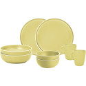 PACK VAISSELLE TETE A TETE DOLOMIT JAUNE 8 PIECES STONE TOUCH ANTIGLISSE BRUNNER
