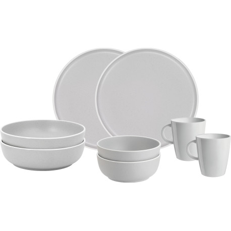 PACK VAISSELLE TETE A TETE DOLOMIT BLANC 8 PIECES STONE TOUCH ANTIGLISSE BRUNNER