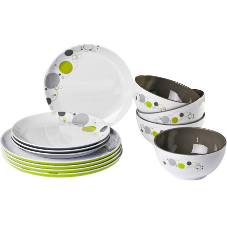 PACK VAISSELLE MIDDAY SPACE 12 PIECES MELAMINE ANTIGLISSE BRUNNER
