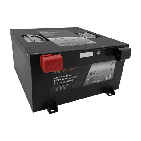 BATTERIE LITHIUM LIFEPO4 12 V 480 AH SOUS LE SIEGE BLUETOOTH - TECHFORCE
