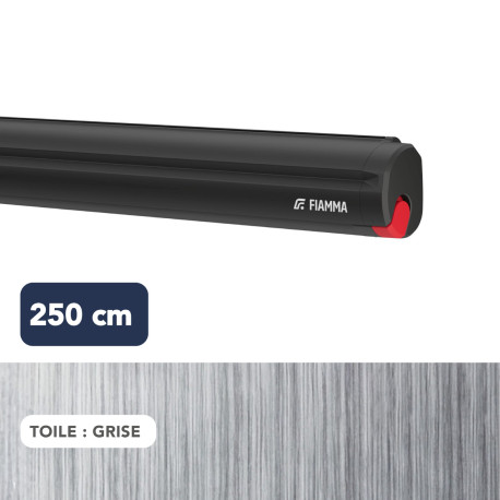 Store F35 PRO 2,50 m NOIR toile GRISE