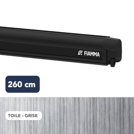 Store F45s 2,60 m NOIR toile GRISE