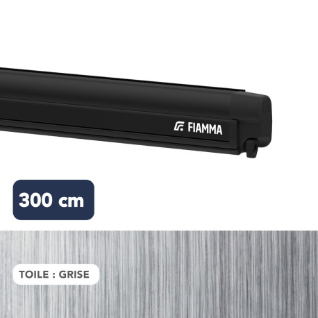 Store F45s 3,00 m NOIR toile GRISE