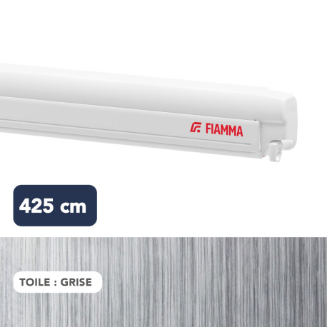 Store F45s 4,25 m BLANC toile GRIS