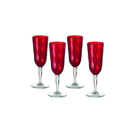 Set de 4 flutes à Champagne ROYAL rouge