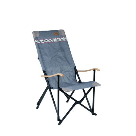 FAUTEUIL ALU, BOIS ET TOILE VINTAGE