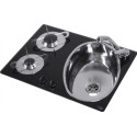 PLAQUE DE CUISSON 2 FEUX + LAVABO Largeur : 540 MM + Hauteur : 47+140 MM
