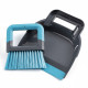 Ramasse-poussière compact avec balayette bleu et gris