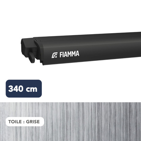 Store F80s 3,40 m NOIR toile GRISE