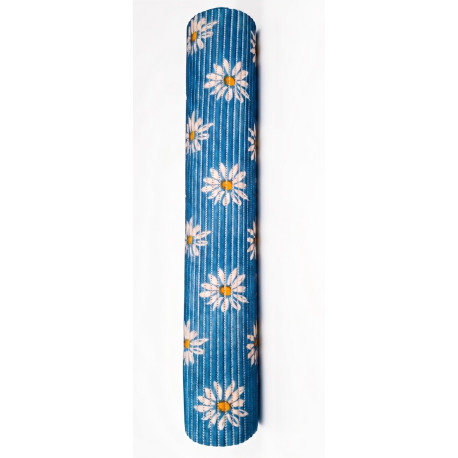 Tapis DUNA 0,65 x 2 m bleu et fleur