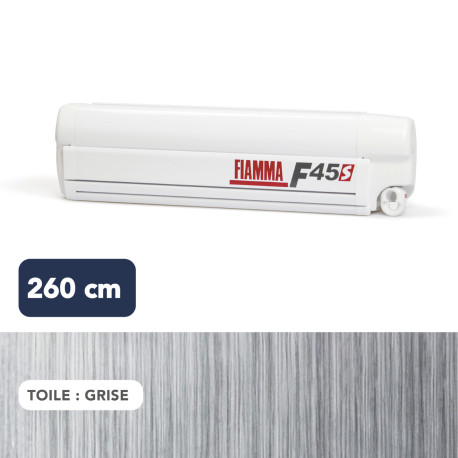 Store F45s 2,60 m VW T5/T6 BLANC toile GRISE