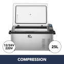 GLACIERE COMPRESSION 25L COQUE METAL - GRIS