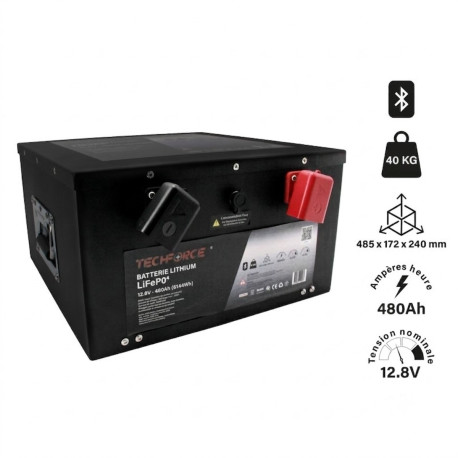Batterie Lithium LIFEPO4 12V 480Ah Bluetooth TECHFORCE