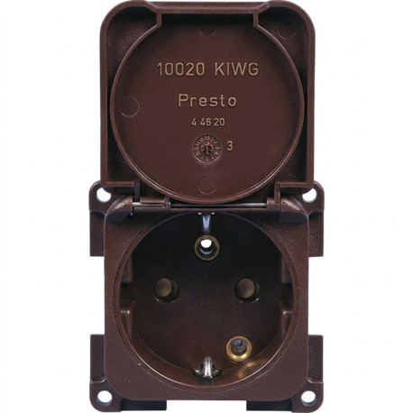 PRISE*** 220V MARRON SCHUKO AVEC COUVERCLE SANS CADRE