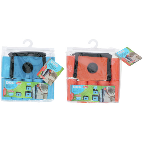 Set de 7 rouleaux de sacs à crottes + étui distributeur