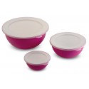 SET DE 3 SALADIERS AVEC COUVERCLE FUCHSIA